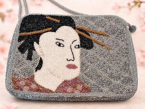 Vintage Genie Beaded Geisha Purse Korean Figural Shoulder Bag Art to Wear
